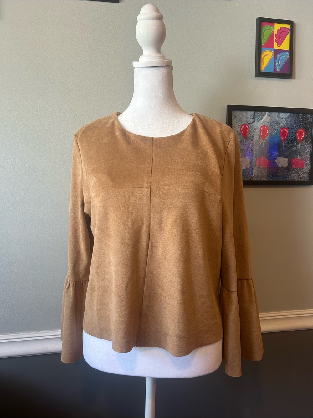 DO+BE Camel Suede Bell Sleeve Top